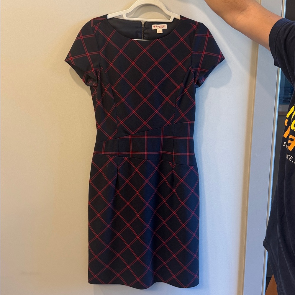 BROOKS BROTHERS Navy and Red Plaid Dress